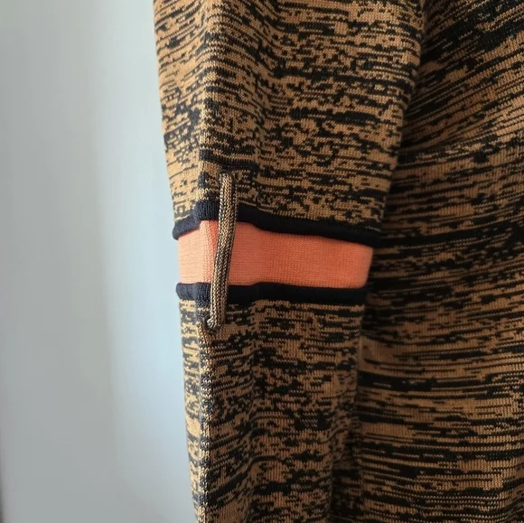 JAIMIE SADOCK Silk/ Cotton Mock Neck Brown/Black/Peach Top. Size Small - Picture 5 of 9